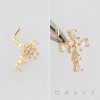  MULTI CZ CROSS 316L SURGICAL STEEL L-SHAPE NOSE RING